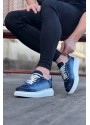 Wagoon WG018 Koyu Mavi Kot Kumaş Erkek Casual Ayakkabı